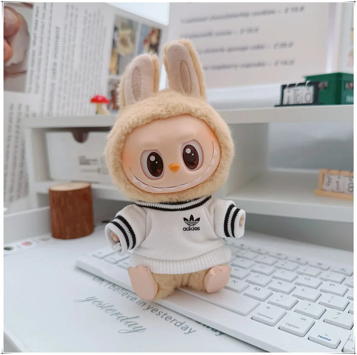 15/17cm Labubu V1 V2 Doll Clothing Set – Fashion Hoodie & Pants, Korean Idol Style DIY Accessories Toy Gift
