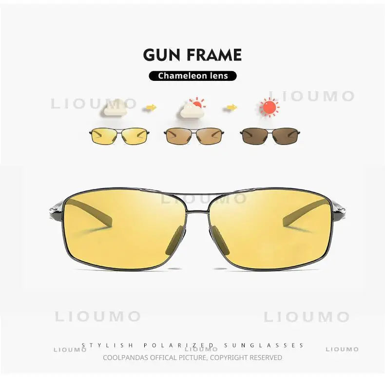 LIOUMO Polarized Photochromic Driving Sunglasses – Chameleon Night Vision Goggles for Men & Women