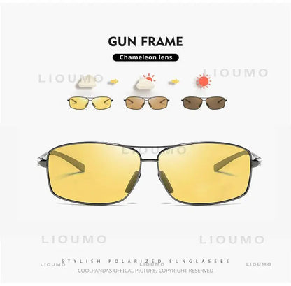 LIOUMO Polarized Photochromic Driving Sunglasses – Chameleon Night Vision Goggles for Men & Women