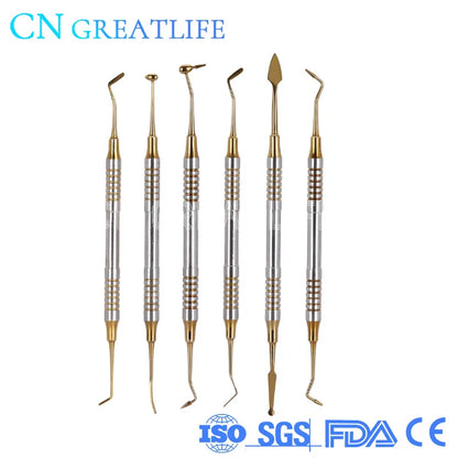 GreatLife Dent Head Resin Filler Set | Dental Composite Resin Filling Spatula | Titanium-Plated Thick Handle Restoration Instrument