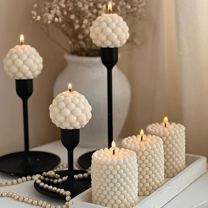 1Pcs 3D Geometry Candle Mold | Silicone Spiral Cylindrical Bubble Round Ball Shape | Scented Candle Mould for DIY Plaster Crafts Ornaments