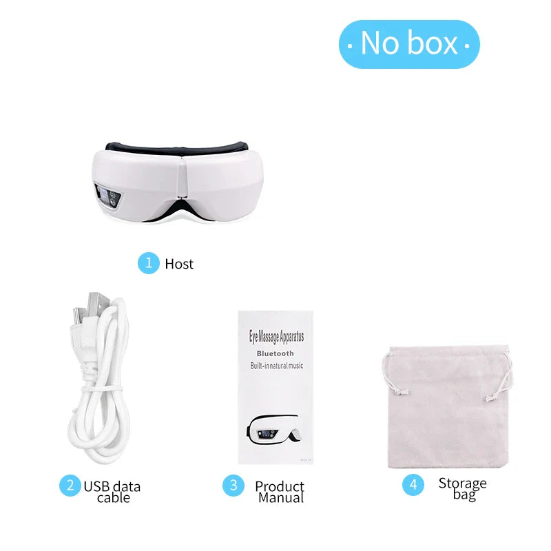 6D Smart Eye Massager — Vibration & Hot Airbag Compress, Bluetooth Music Eye Massage Glasses for Relaxation & Fatigue Relief