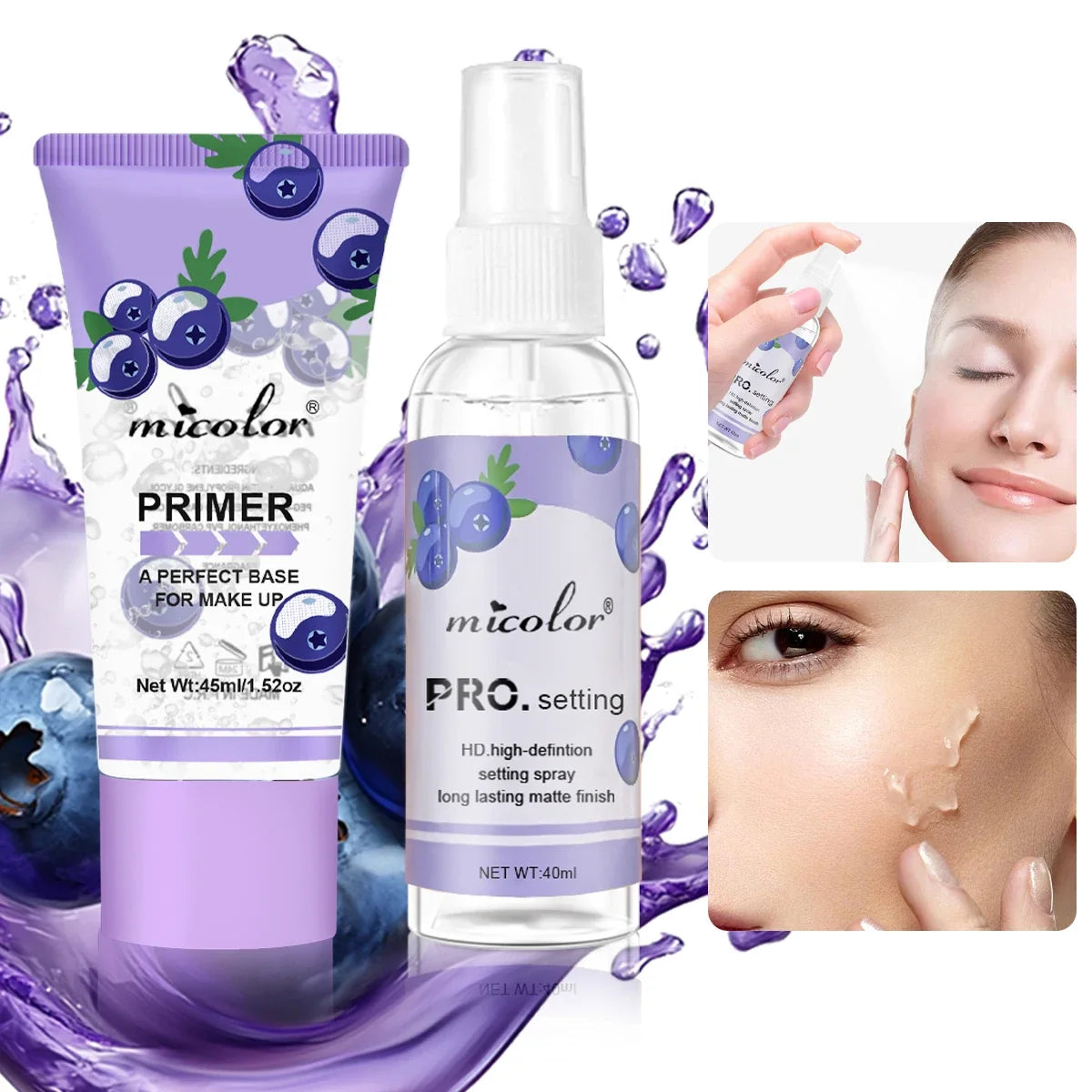 Makeup Primer & Setting Spray Set - Pore-Blurring Base and Long-Lasting Makeup Finish