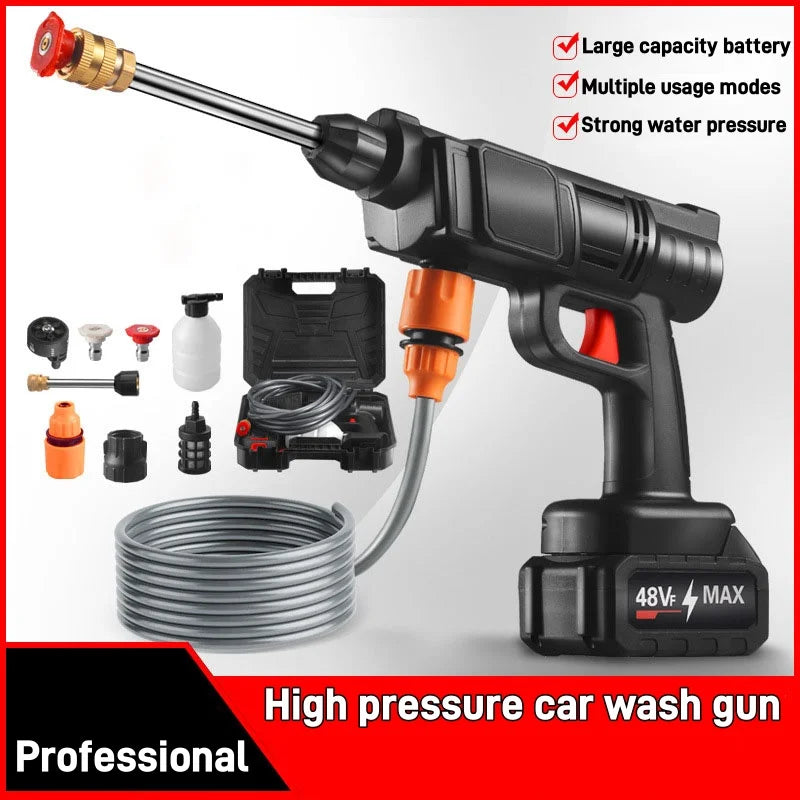 Portable Cordless Electric Pressure Washer — Professional Car Wash Set with Multi-Nozzle High-Pressure Cleaning