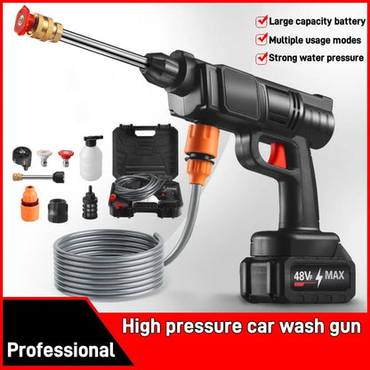 Portable Cordless Electric Pressure Washer — Professional Car Wash Set with Multi-Nozzle High-Pressure Cleaning