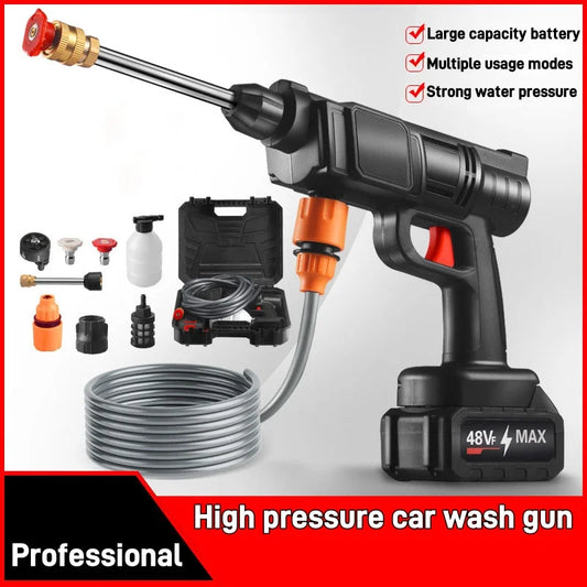 Portable Cordless Electric Pressure Washer — Professional Car Wash Set with Multi-Nozzle High-Pressure Cleaning