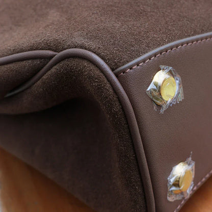 Autumn Winter Suede Leather Tote – Frosted Cowhide High-Capacity Shoulder Kelly Bag