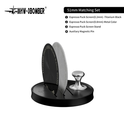 MHW-3BOMBER Espresso Puck Screen – 51/53/58.5mm Reusable Stainless Steel Coffee Filter, 0.8/0.2mm Thickness Coffee Tool