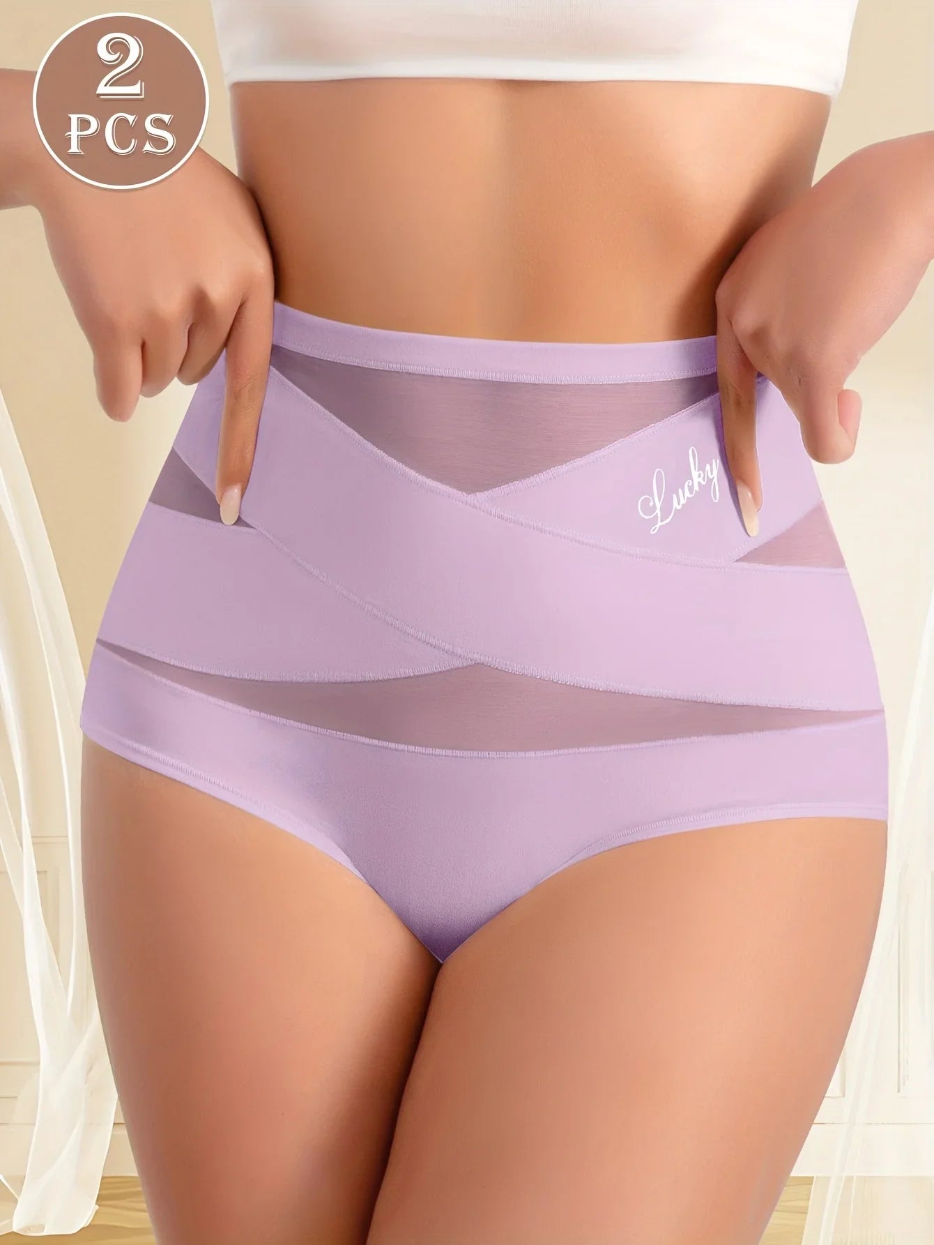 2-Pack High Waist Seamless Women’s Panties – Ice Silk Fabric, Breathable Mesh, Tummy Control & Butt-Lifting Design