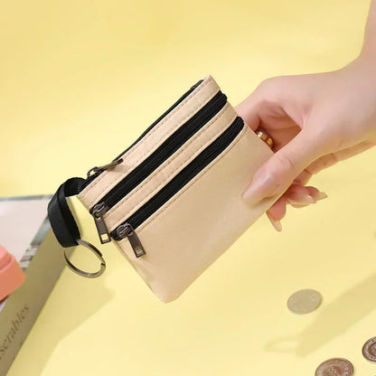 Canvas Mini Coin Purse with Zipper – Cute Solid Color Key & Money Pouch for Kids, Women & Men
