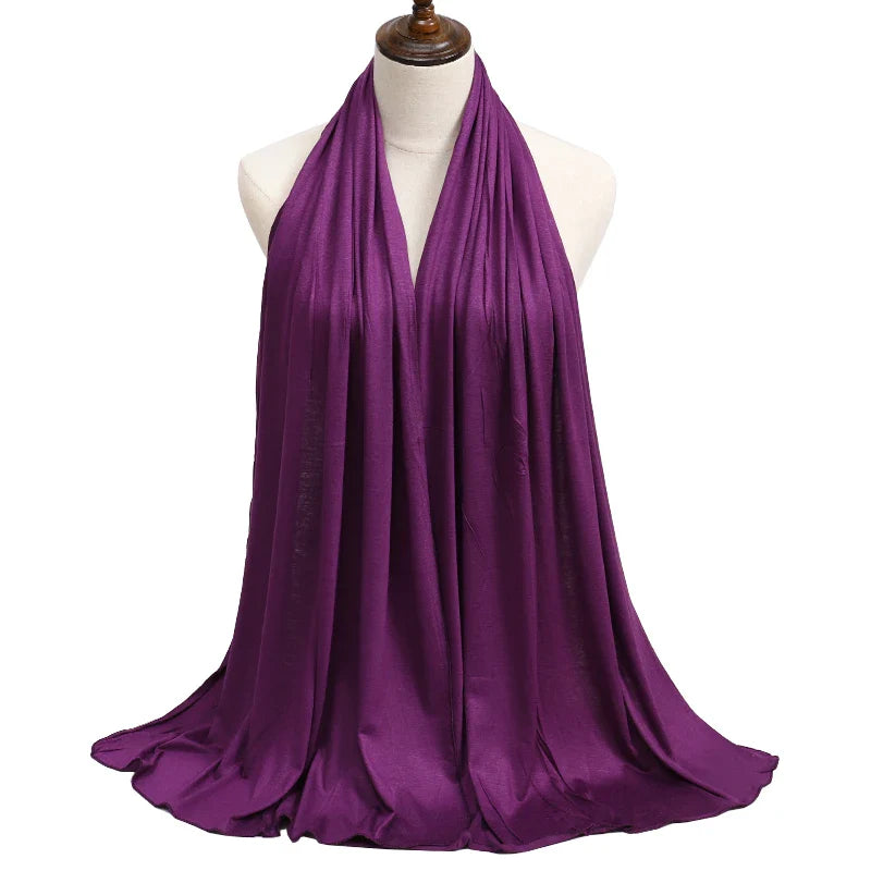 Women's Modal Cotton Jersey Hijab - Soft Solid Color Muslim Headscarf for Ramadan & Everyday Wear