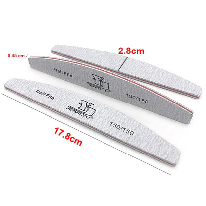 5Pcs Nail File Set – Mixed Colors with 80/100/150/180/240 Grit | Professional Sandpaper Cuticle Remover and Buffer Files
