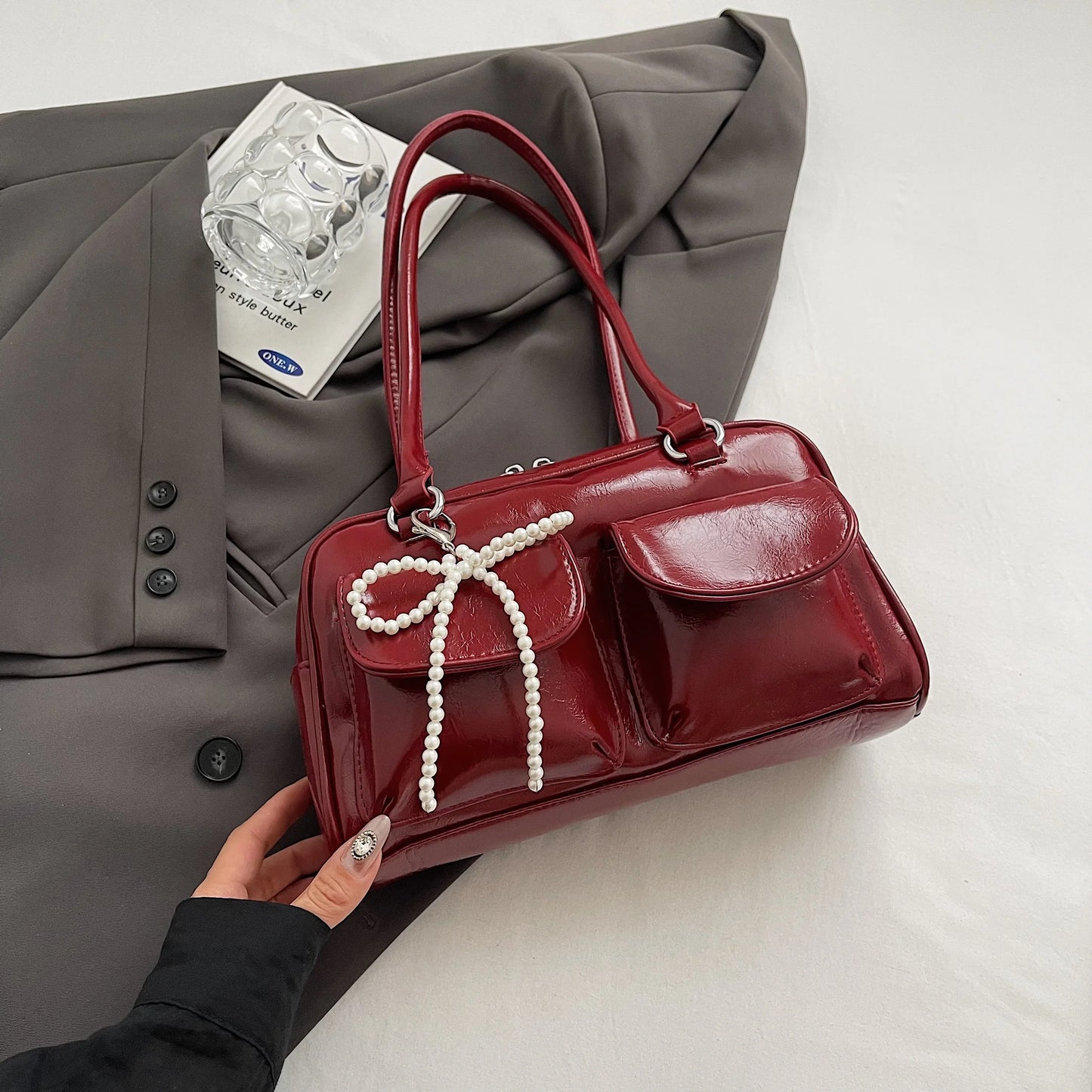 Fashionable Underarm Bow Pillow Bag for Women – 2024 Korean Edition Simple Trendy Shoulder Bag