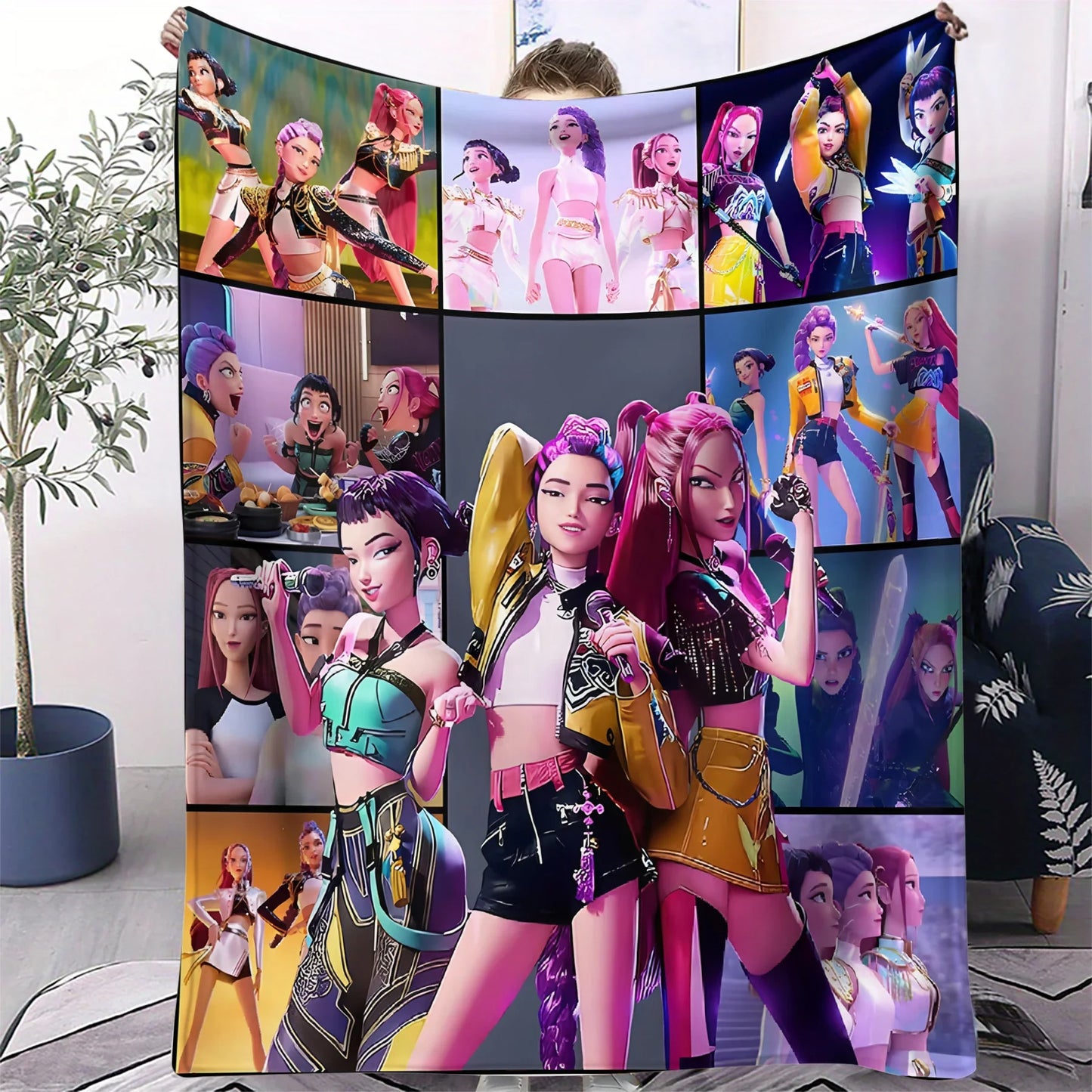 K-Pop Demon Hunters Flannel Blanket – 31 Styles Anime Throw for Home, Travel & Camping Fan Gift