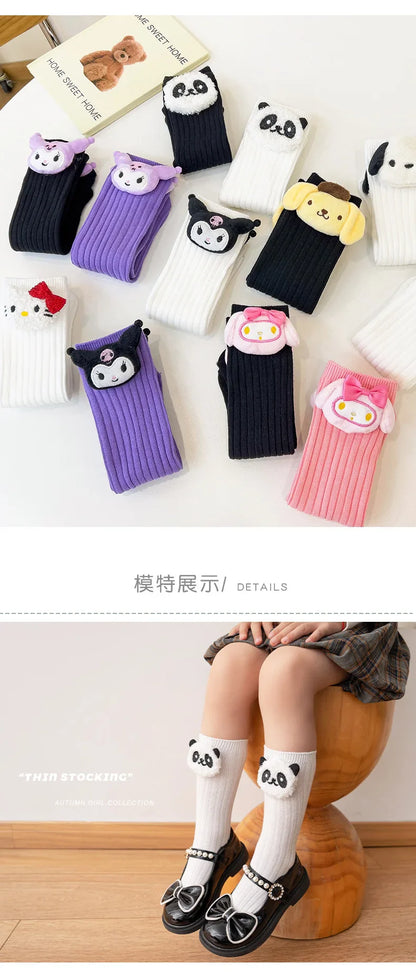 Sanrio Kuromi, Melody, Cinnamoroll & Kitty Cat Socks – Kawaii Cartoon Mid-Tube Socks for Girls, Korean Style Trendy Student Socks