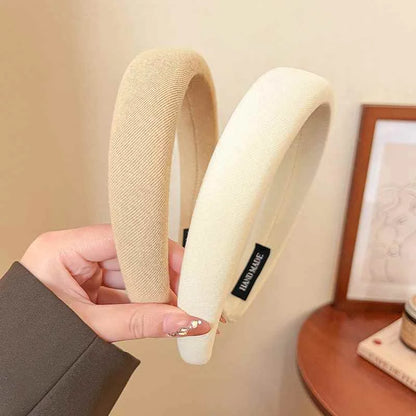 Wild Solid Color Sponge Headband – Wide Edge Fashion Hair Band for Women & Girls, Face Wash Accessory