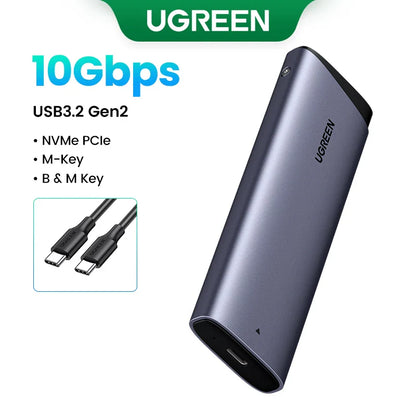 UGREEN M.2 SSD Enclosure – 20Gbps USB 3.2 Gen2 Type-C Adapter for NVMe & SATA SSD (M & B+M Key)