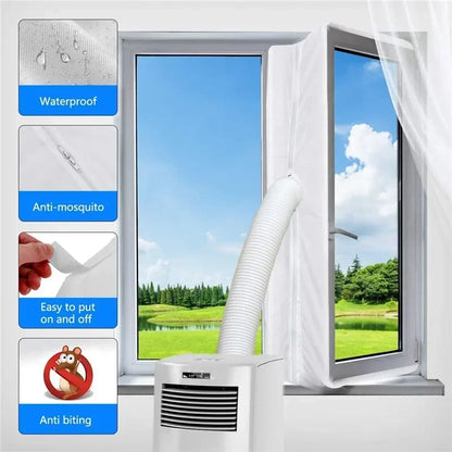 AirLock Portable AC Window Seal Kit 3/4M – Flexible Cloth Sealing Plate with Zip & Adhesive for Air Conditioner Window Vent Kit