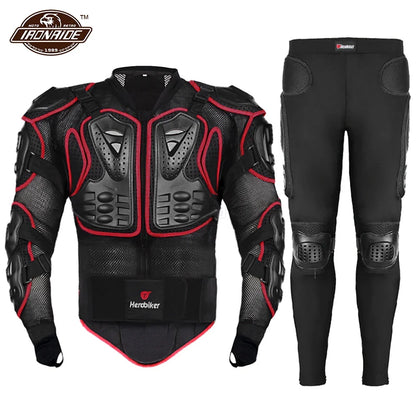 Motorcycle Jacket with Full Body Armor Set – Chest Armor Suit for Motocross Racing & Protective Moto Gear, Sizes S-5XL