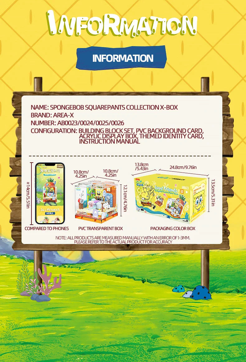 Spongebob Building Blocks Set — Patrick Star, Krusty Krab & Squidward Tentacles Desktop Model Toy for Kids & Gifts