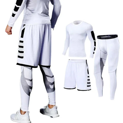 Men's Running Tracksuit Set - Compression Fitness Sportswear With Leggings, Gym Tights & Training Sweatpants