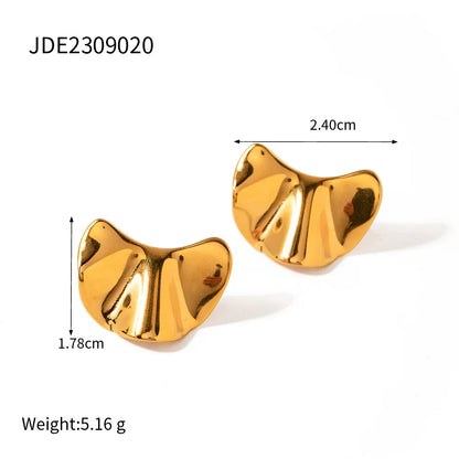CARLIDANA 18K Gold Plated Titanium Steel Square Earrings – Waterproof Wrinkle-Shaped Jewelry