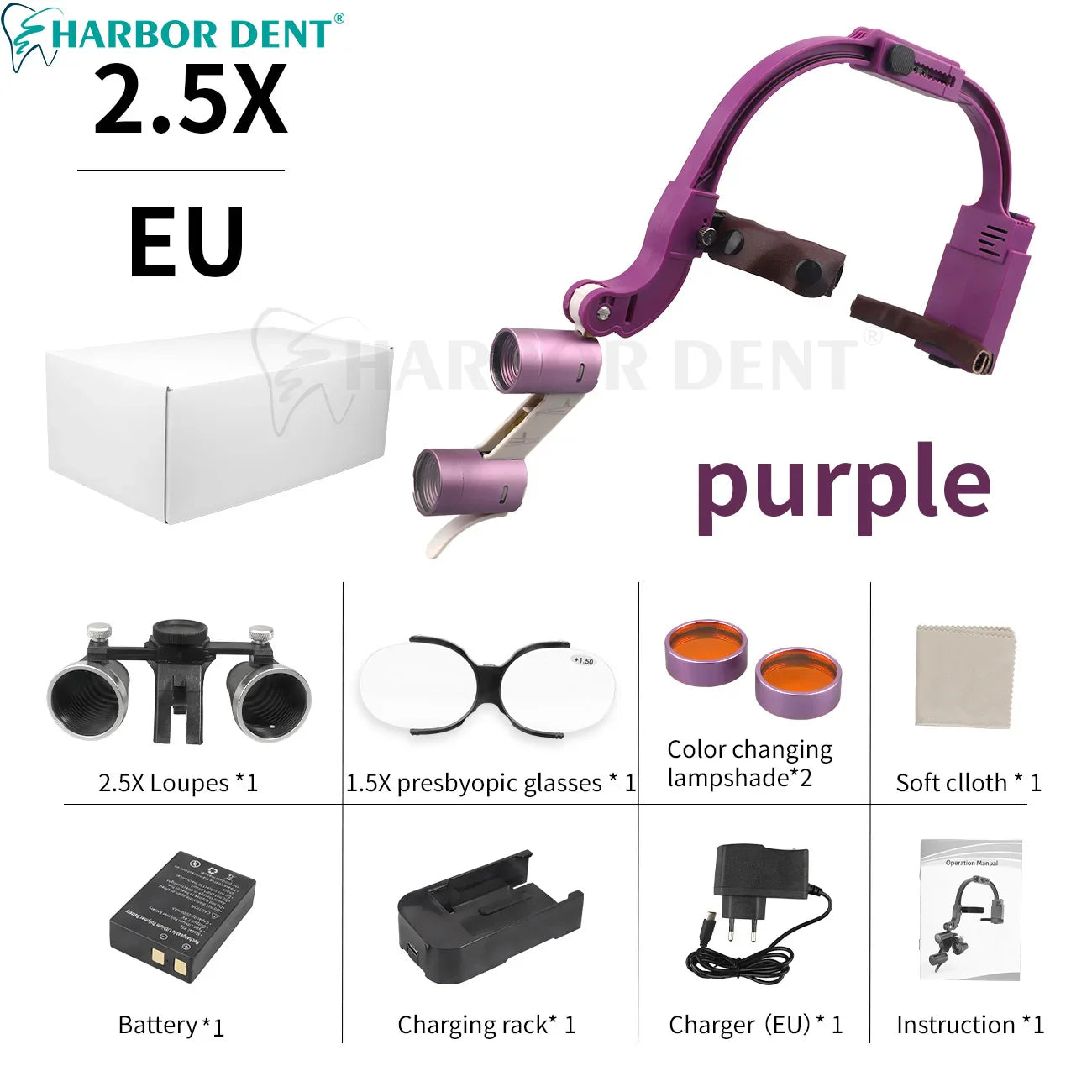 Dental Loupes LED Headlight – 2.5X/3.5X Magnification Binocular Surgical Magnifier with Comfortable Headband