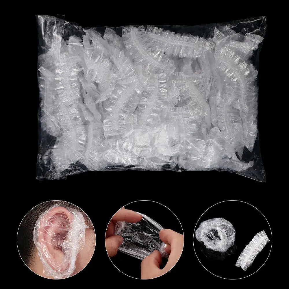 Disposable Waterproof Ear Covers: Transparent Elastic Protectors for Bath, Shower, and Salon Hair Dyeing - 50/100Pcs Hair Dyeing Tool