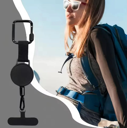 Retractable Anti-Theft Phone Holder – Smartphone Safety Lanyard with Carabiner, Anti-Drop Harness for Hiking & Cycling