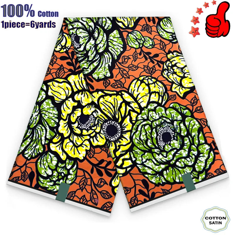 African Real Wax Fabric - High Quality 100% Cotton Ankara Pagne for Women’s Dresses