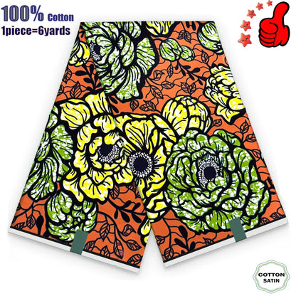 African Real Wax Fabric - High Quality 100% Cotton Ankara Pagne for Women’s Dresses