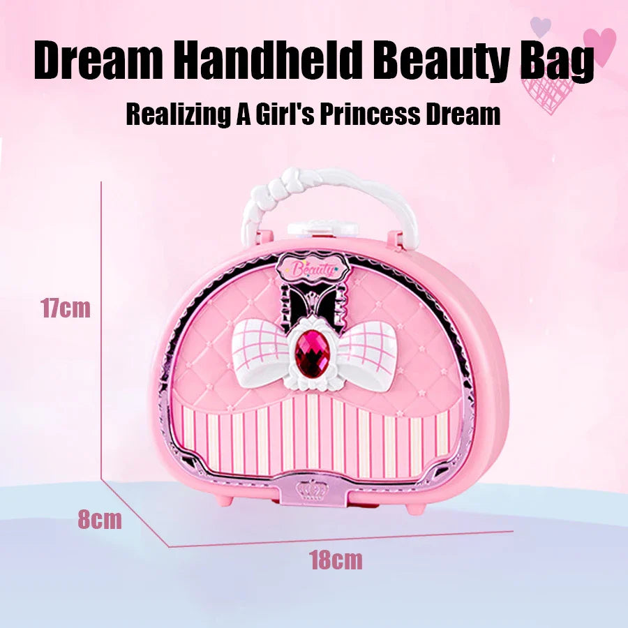 Kids Beauty Makeup Kit – Washable Pretend Play Cosmetic Set with Mirror, Non-Toxic Little Bag, Safe Birthday Gift for Girls