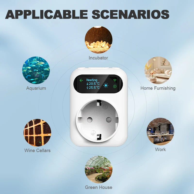 Smart WiFi Thermostat Plug – Tuya Wireless Temperature Controller for Boiler, Fan, Heating & Cooling, Alexa & Google Home Compatible