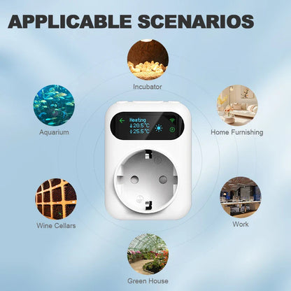 Smart WiFi Thermostat Plug – Tuya Wireless Temperature Controller for Boiler, Fan, Heating & Cooling, Alexa & Google Home Compatible