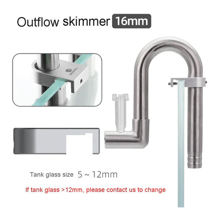 AQUAPRO Mini Stainless Steel Skimmer – Inlet & Outlet Pipes for Aquarium Fish Tanks, Filtro Accessories