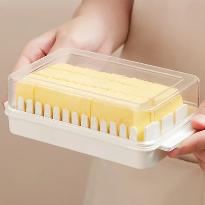 Solid Butter Box & Cheese Board Server: Handy Transparent Plastic Storage Container for Cheese - Crisper Keeper Case with Cutting Function