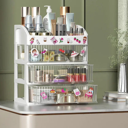 Hot Drawer Makeup Organizer – Large Capacity Plastic Storage Box, Lipstick Holder & Office Supplies Organizer
