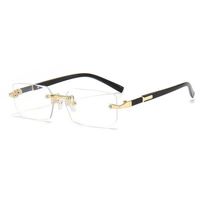 Rimless Rectangle Sunglasses – Unisex Small Square Fashion Shades, Lightweight UV Protection for Summer Travel
