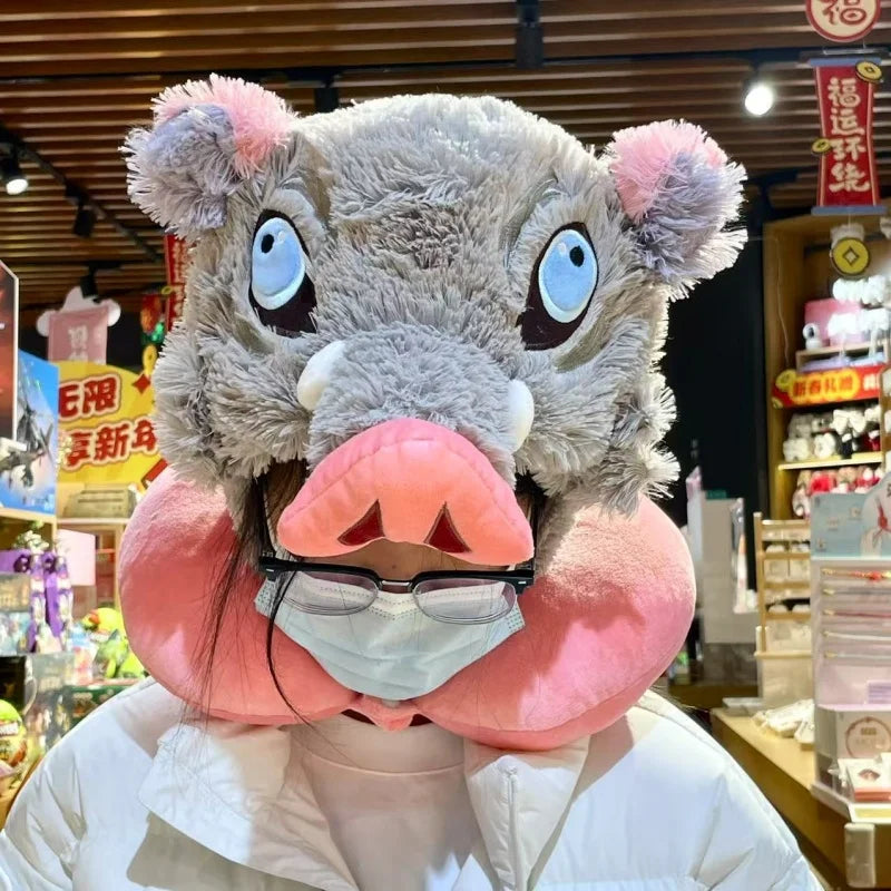 Cosplay Wild Boar Head Plush Hat – Hashibira Inosuke Anime Plush Headgear for Boys & Fans