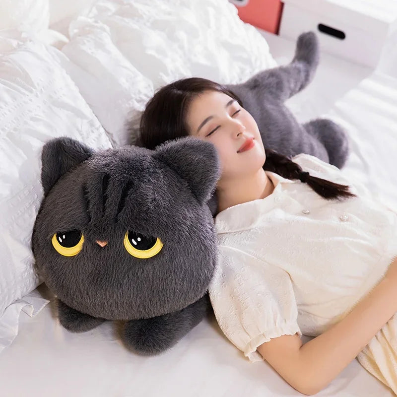 Cute Cat Lying Plush Doll Pillow – Kawaii Cartoon Stuffed Toy for Home, Office & Valentine’s Day Gift