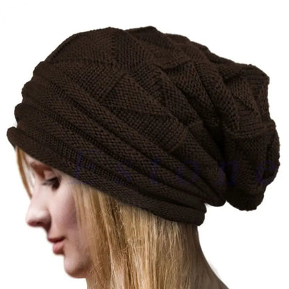 Knitted Baggy Beanie - Oversized Winter Hat, Slouchy Ski Cap for Men and Women, Warm Wool Skullies Beanies, Unisex