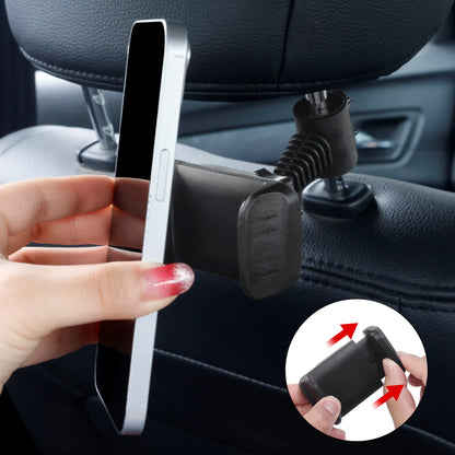 Universal Car Phone Holder — Back Seat Headrest Mount Clip for Kids with Adjustable Stand Bracket