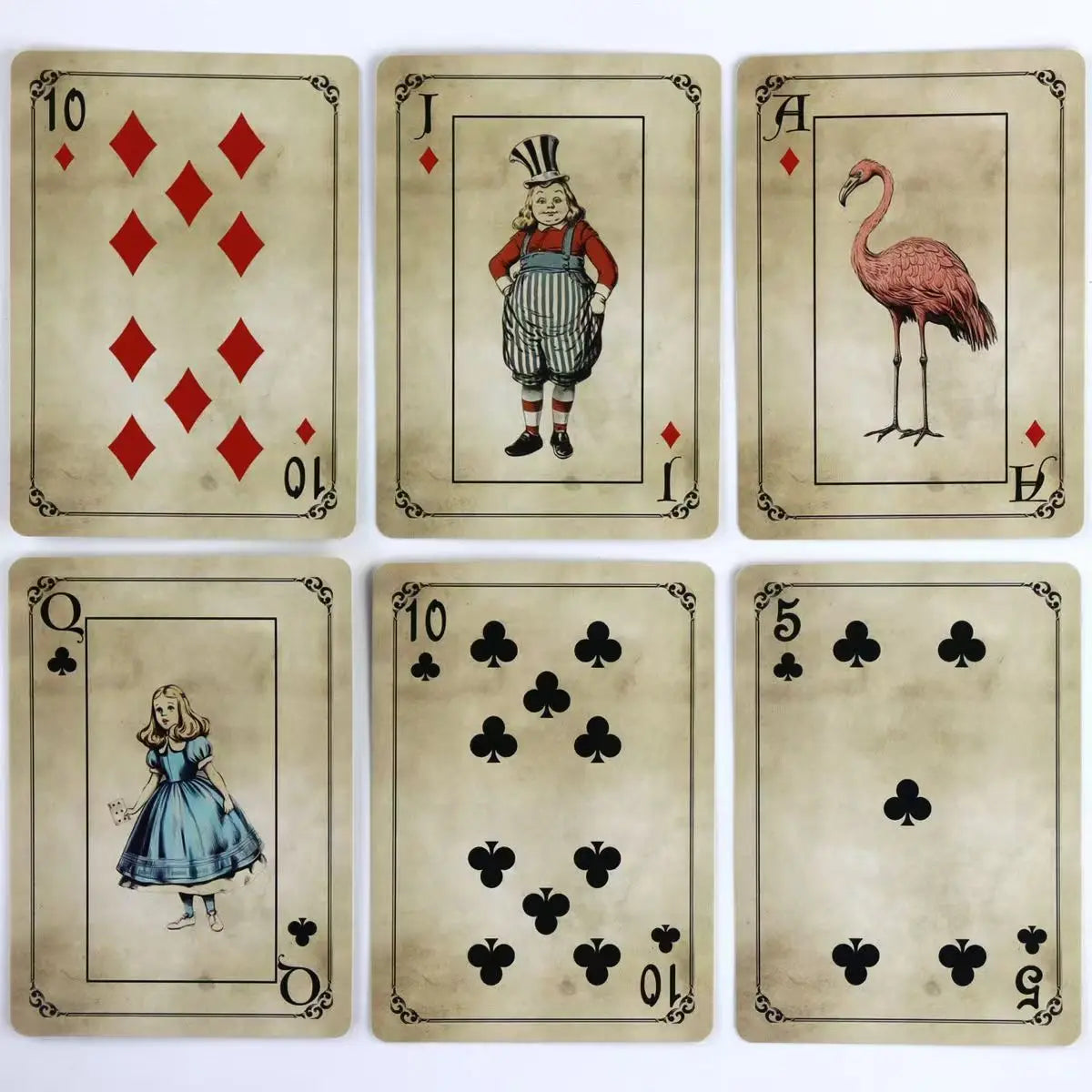 Alice in Wonderland Playing Cards – 54-Piece Full Deck (9×6.5cm) for Poker, Crafts & Scrapbooking