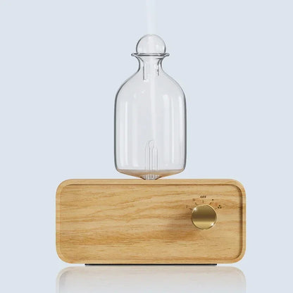 Glass Essential Oil Diffuser with Wood Grain Base - 2600mAh Nebulizer for Professional Aroma Therapy in Home or Office