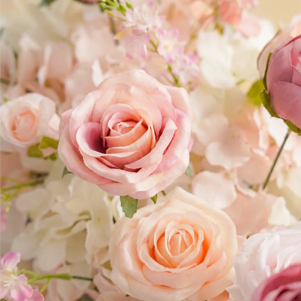 Pink Rose Wedding Flower Runner - Silk Floral Backdrop Decor for Tables, Events & Parties