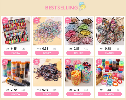 500/1000/2000PCS Colorful Disposable Rubber Hair Ties – Ponytail Holders for Girls & Kids Hair Accessories