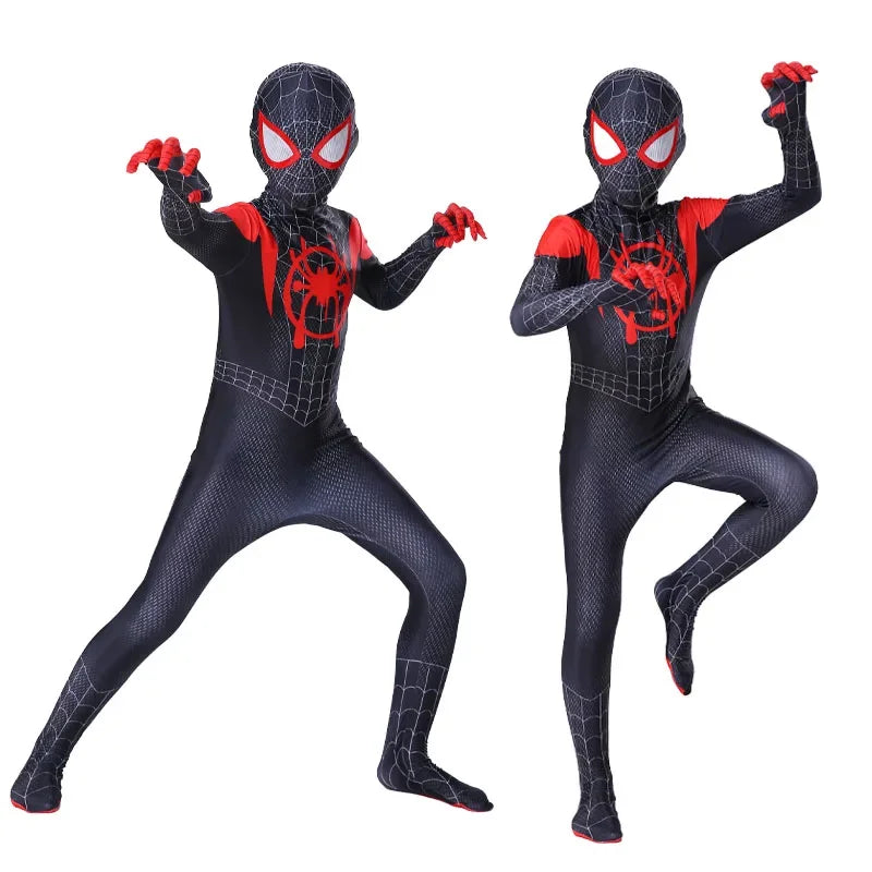 Kids Spiderman Costume – Miles Morales Superhero 3D Zentai Bodysuit Jumpsuit for Boys & Girls, Halloween Cosplay Outfit