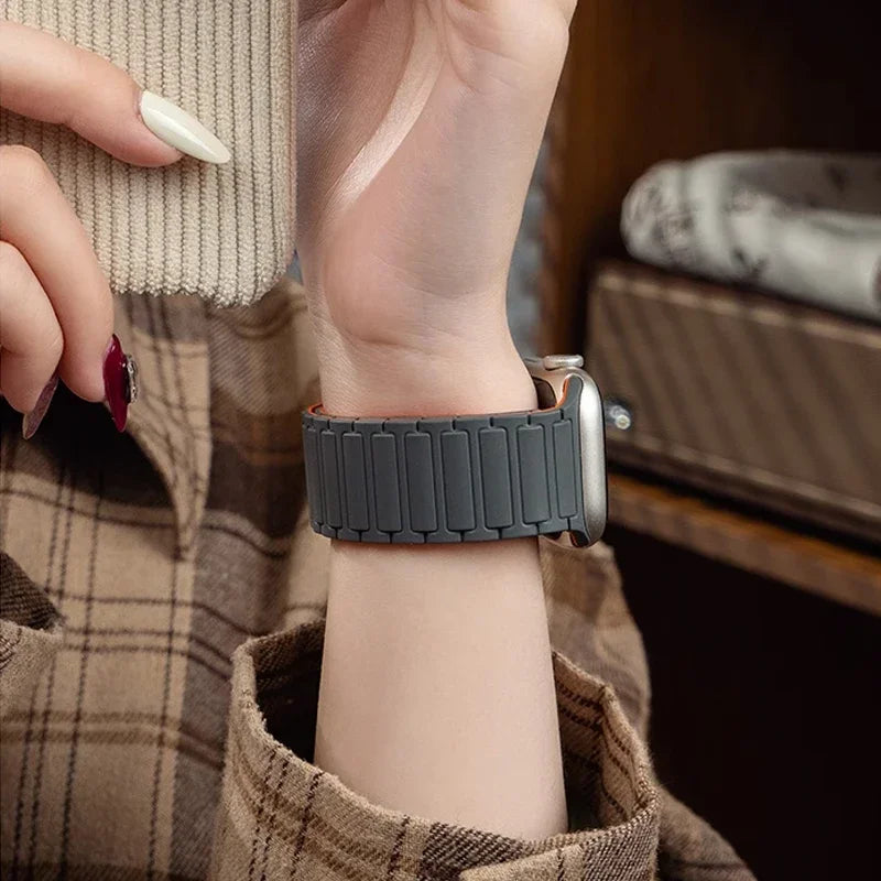 Magnetic Silicone Strap for Apple Watch — Fits Ultra 2 & Series 11–3 (40–49mm)