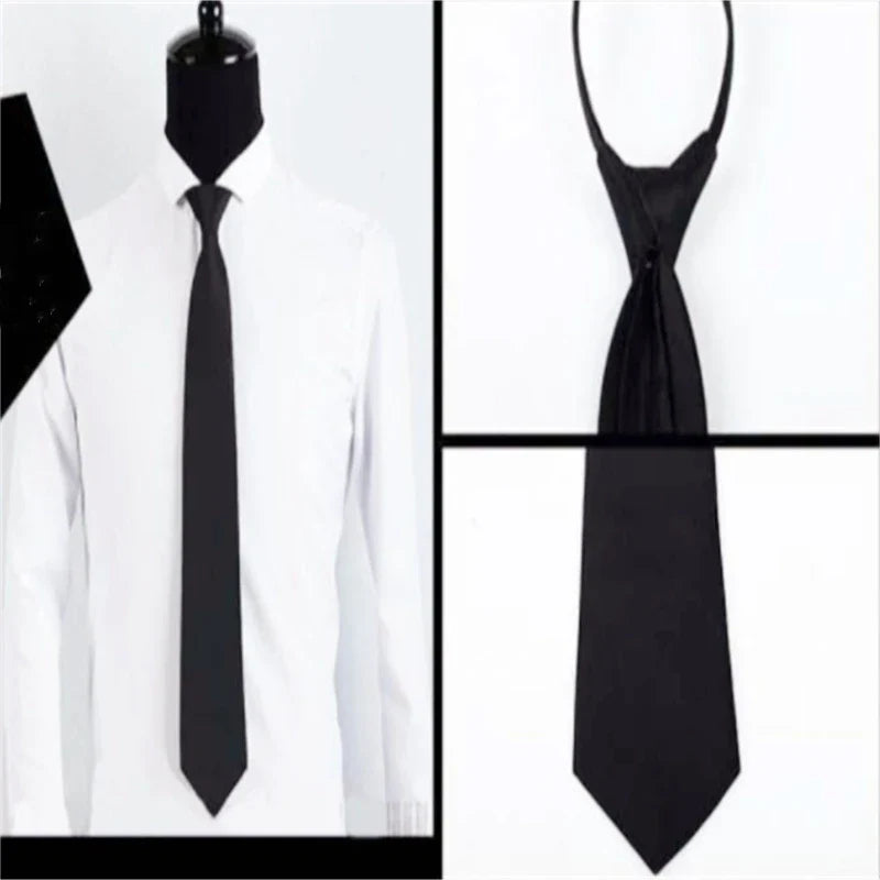 Pre-Tied Men’s Skinny Zipper Tie – 5cm Slim Necktie in Red, Black & Blue for Parties & Events