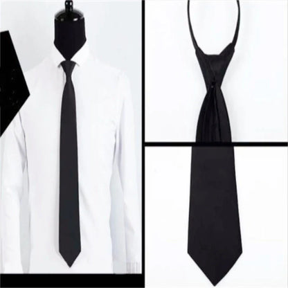 Pre-Tied Men’s Skinny Zipper Tie – 5cm Slim Necktie in Red, Black & Blue for Parties & Events
